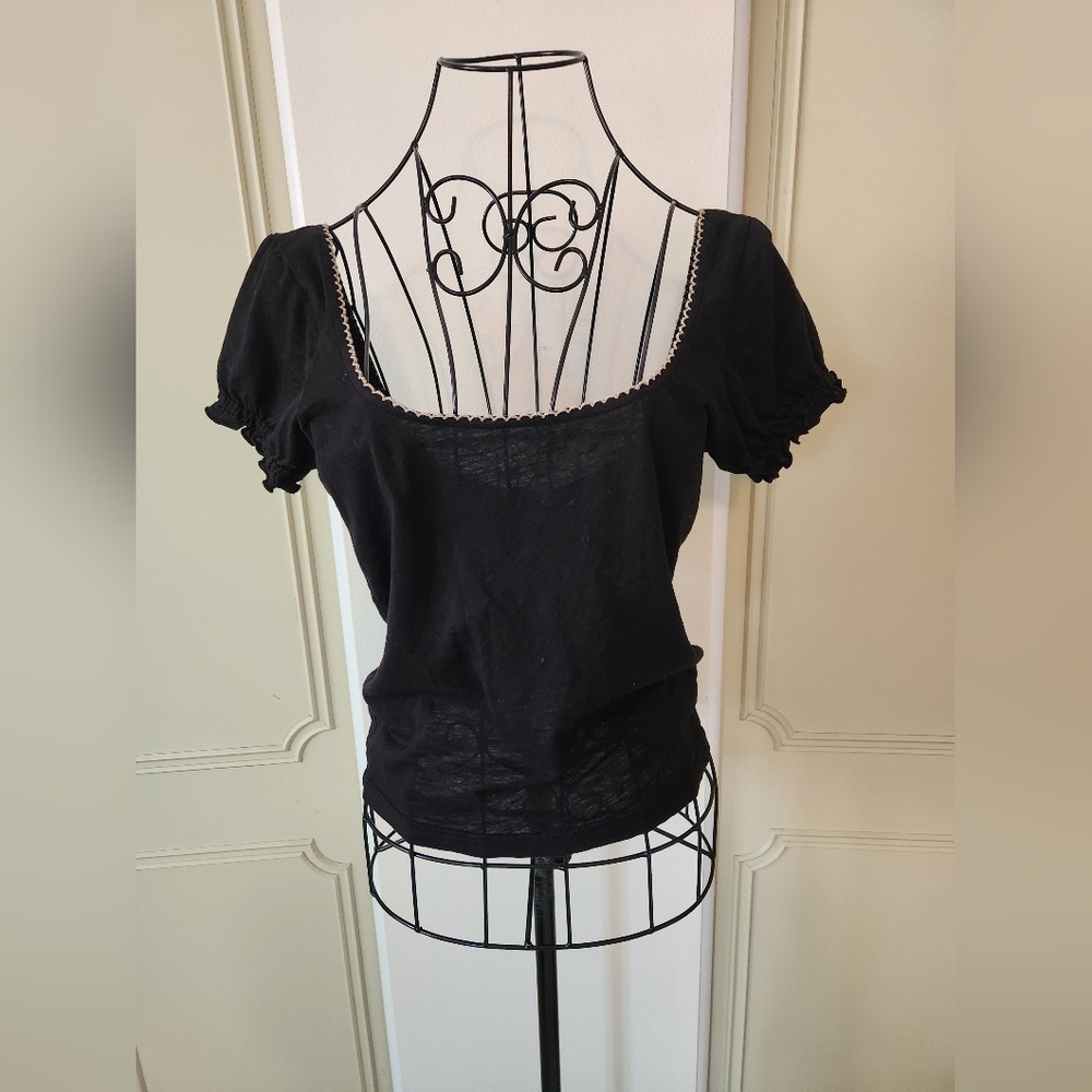 Bananamoon Black Fitted Scoop Neck Crop Top Size Small 100% Cotton